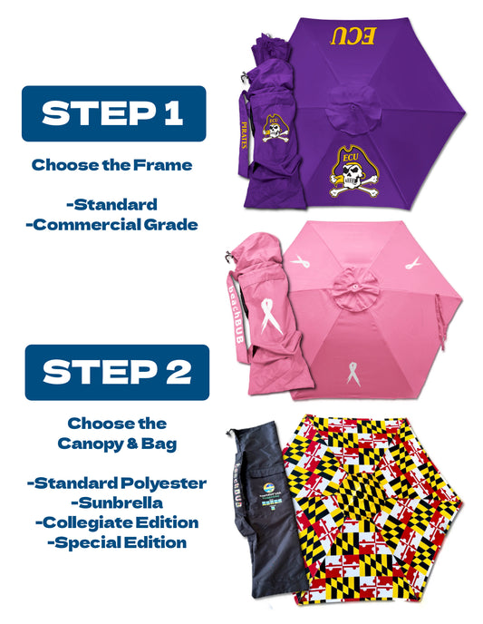 Custom Build An Umbrella - Choose Frame then Choose Canopy and Bag