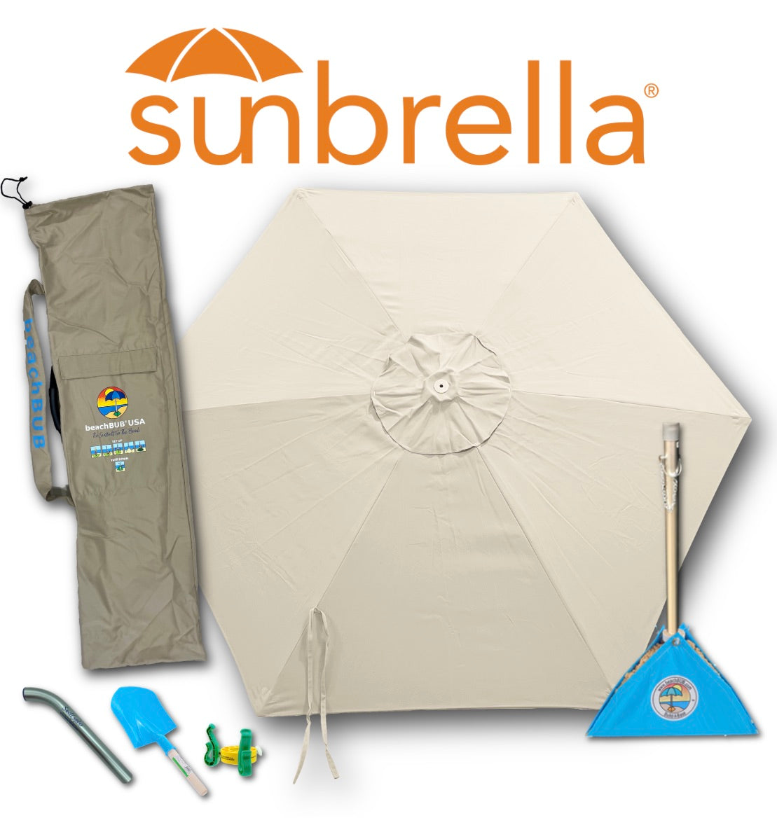 beachBUB® Complete Beach Umbrella System - Sunbrella Model