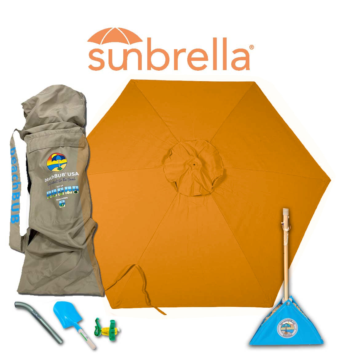 beachBUB® All-In-One Beach Umbrella System - Sunbrella Model