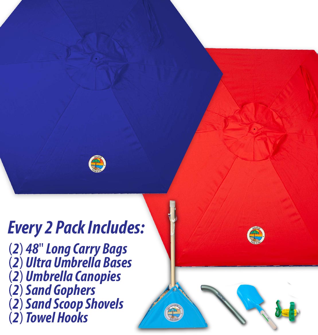 beachBUB® All-In-One Beach Umbrella System (2 Pack)