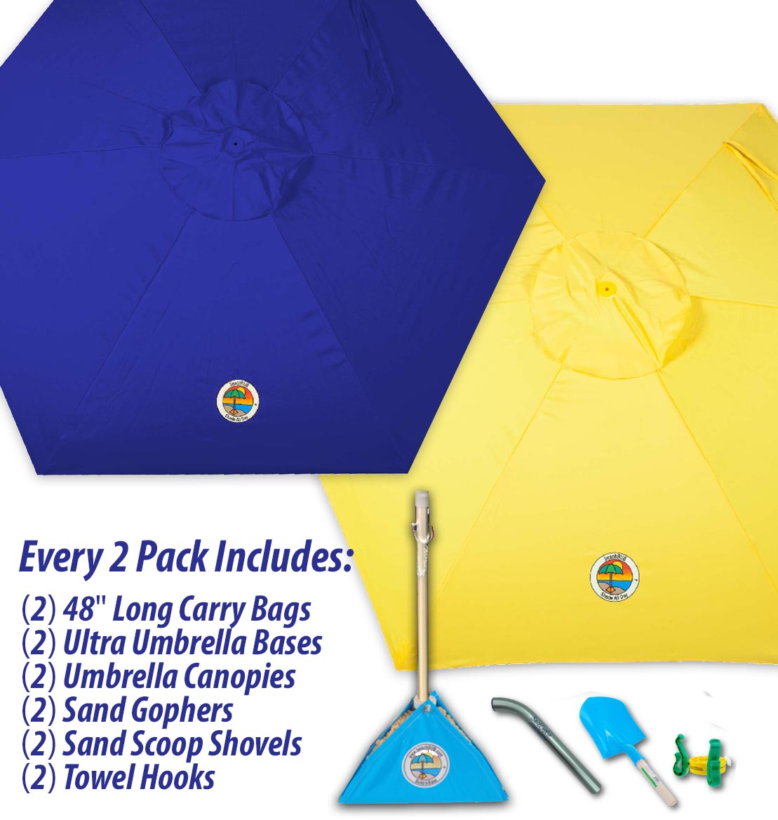 beachBUB® All-In-One Beach Umbrella System (2 Pack)