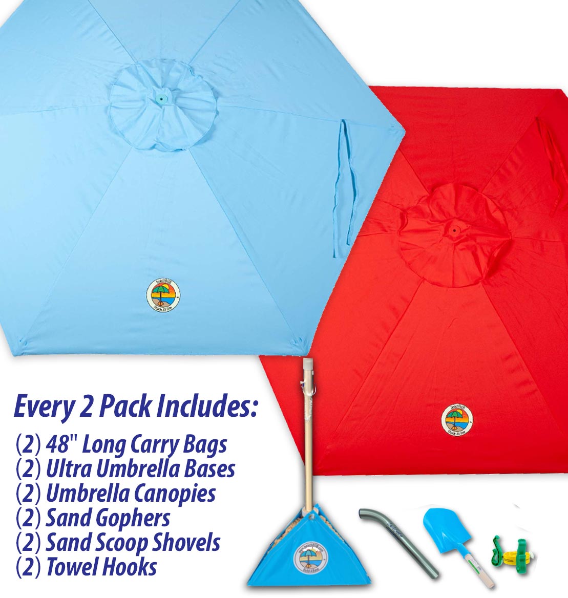 beachBUB® All-In-One Beach Umbrella System (2 Pack)