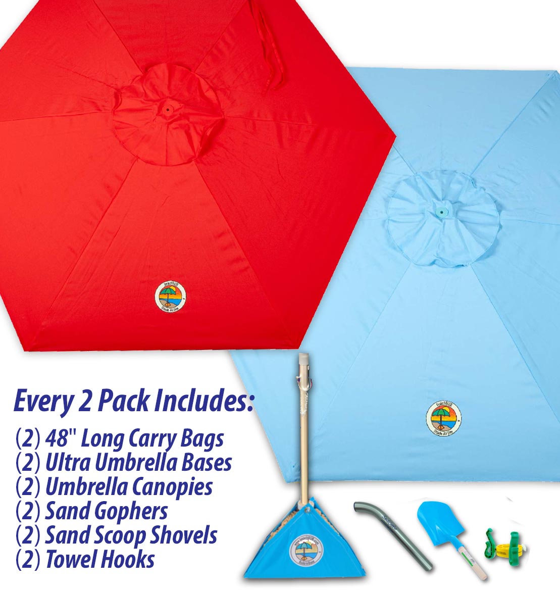 beachBUB® All-In-One Beach Umbrella System (2 Pack)