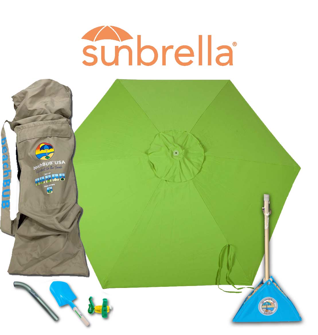 beachBUB® All-In-One Beach Umbrella System - Sunbrella Model