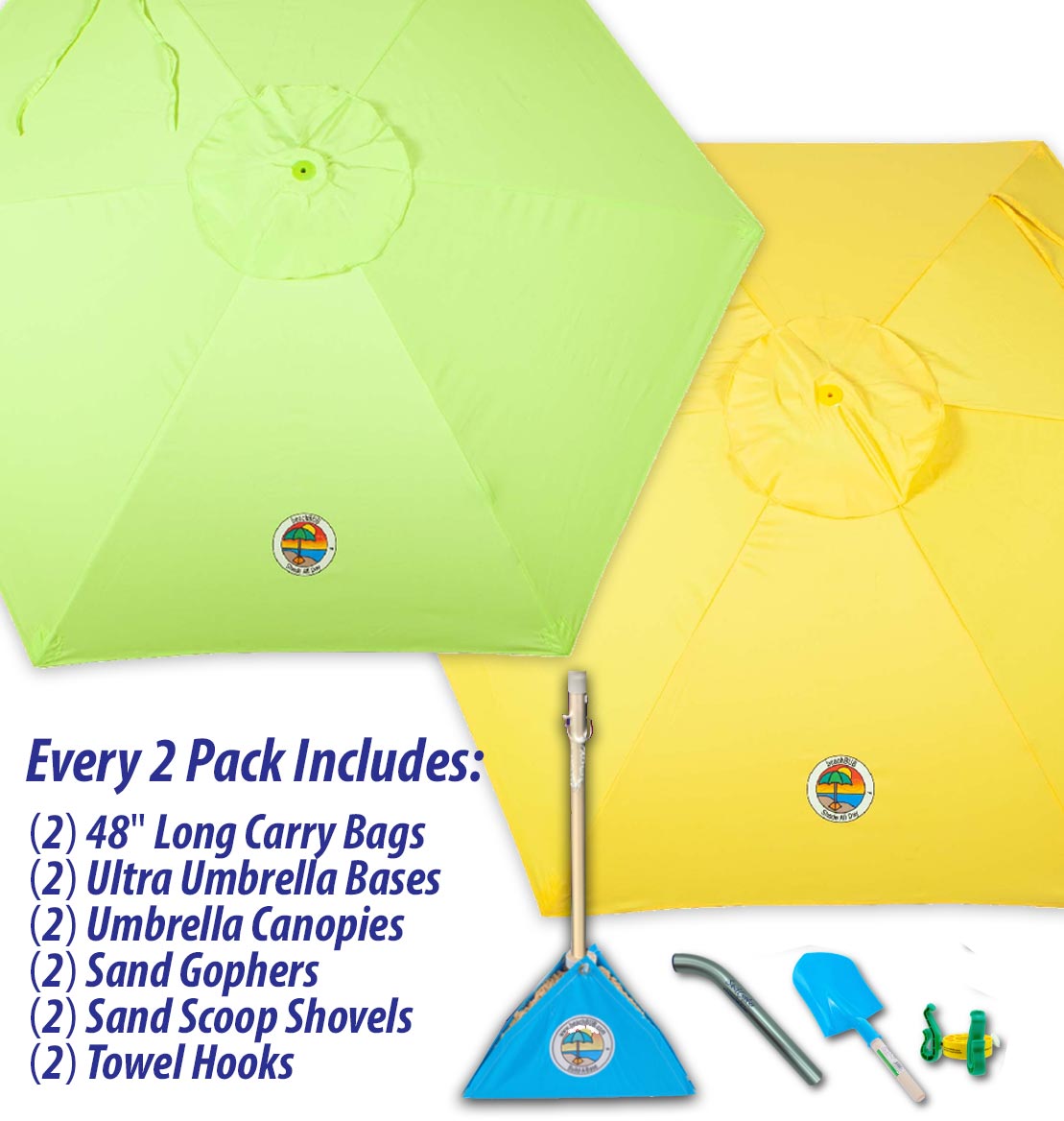 beachBUB® All-In-One Beach Umbrella System (2 Pack)