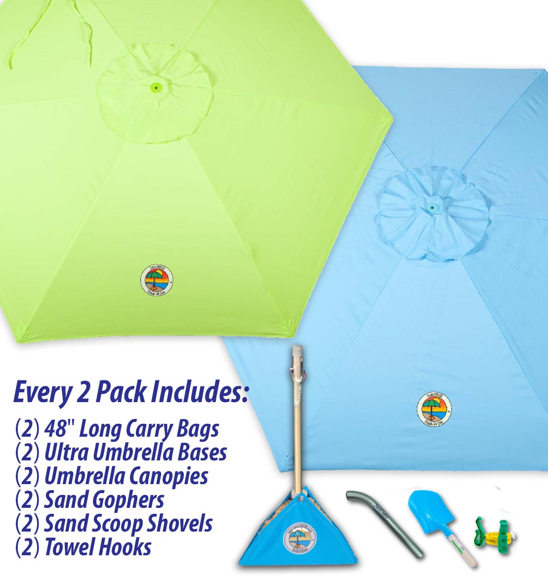 beachBUB® All-In-One Beach Umbrella System (2 Pack)