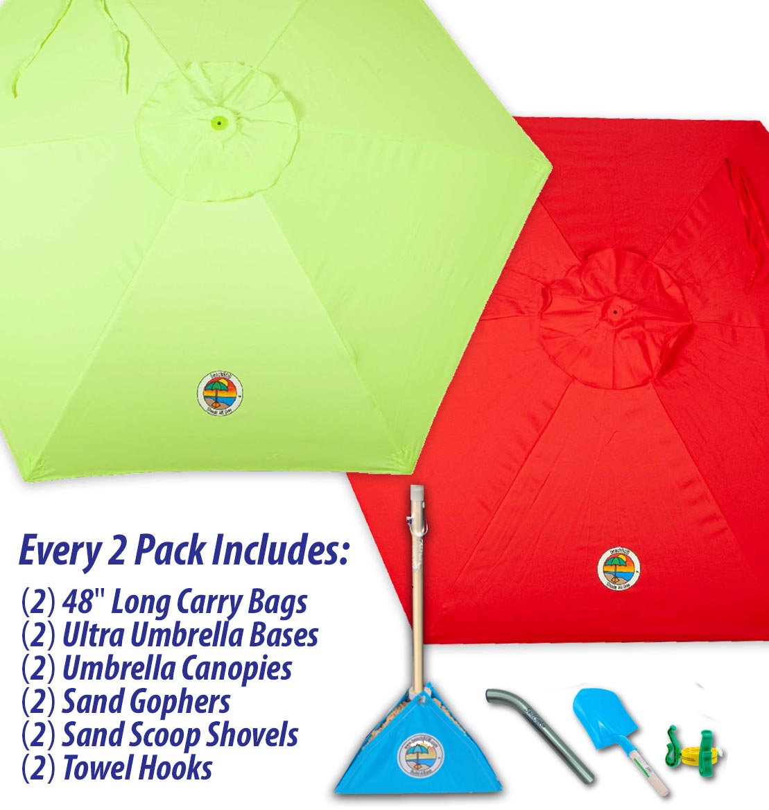 beachBUB® All-In-One Beach Umbrella System (2 Pack)