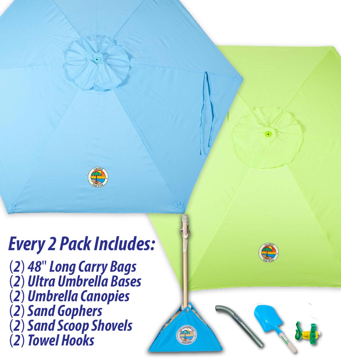 beachBUB® All-In-One Beach Umbrella System (2 Pack)