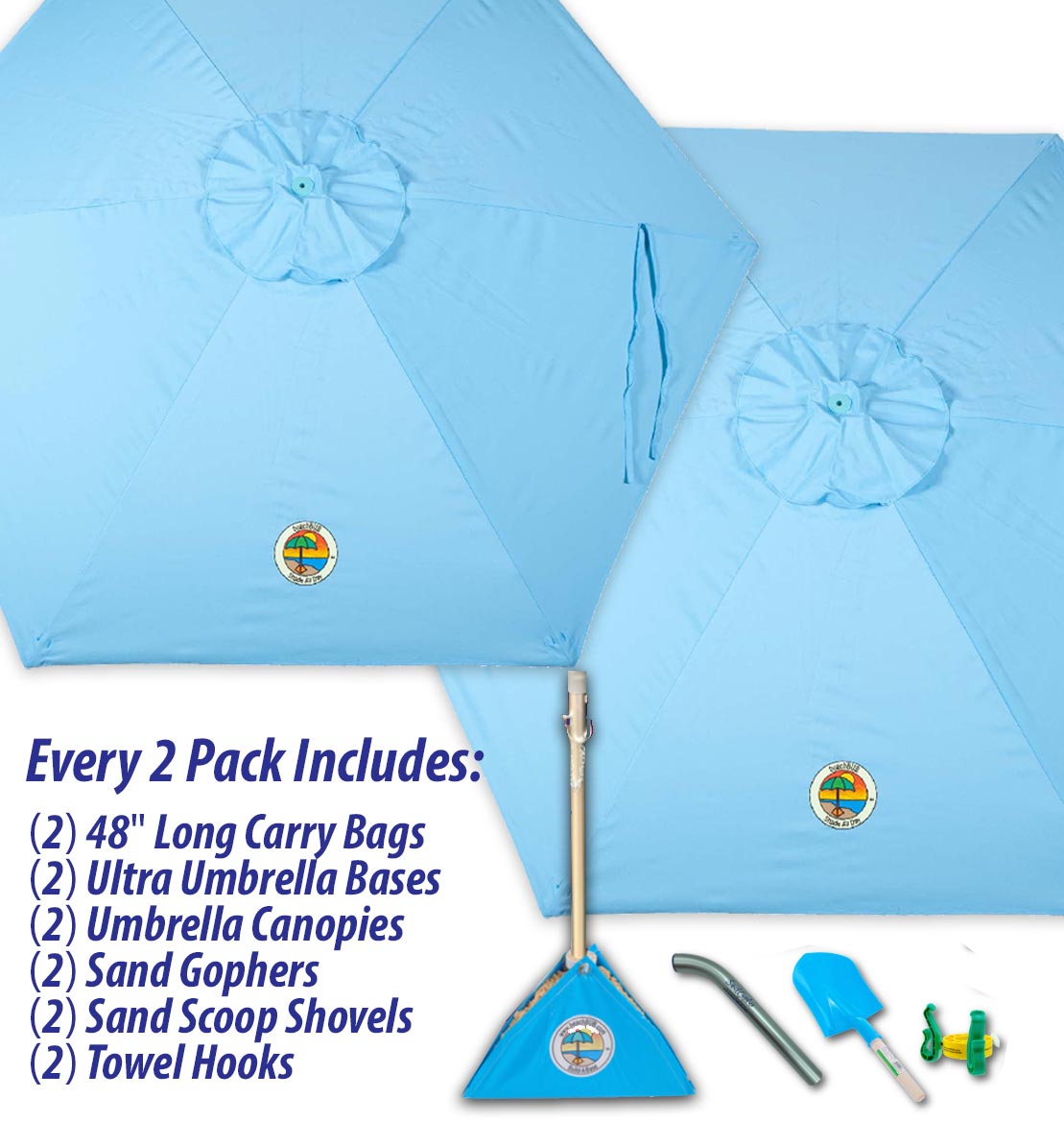 beachBUB® All-In-One Beach Umbrella System (2 Pack)