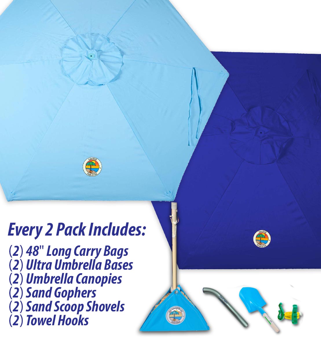 beachBUB® All-In-One Beach Umbrella System (2 Pack)