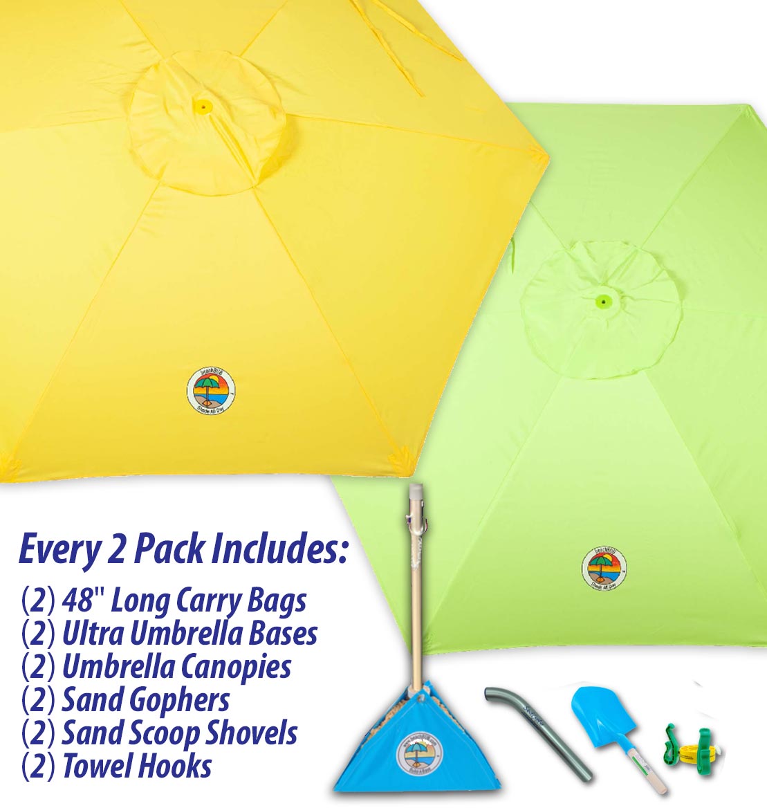 beachBUB® All-In-One Beach Umbrella System (2 Pack)