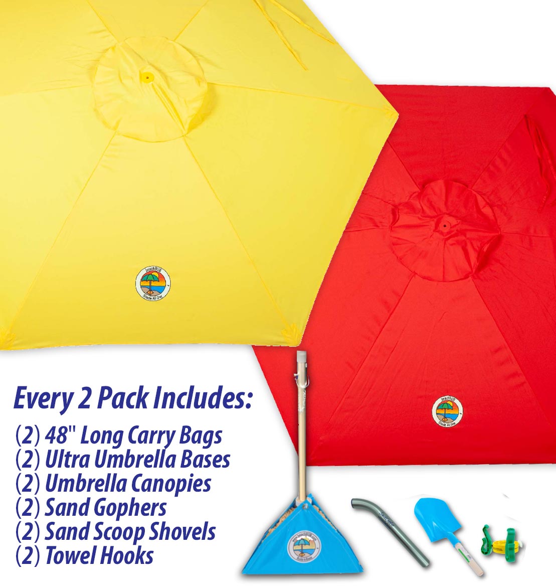 beachBUB® All-In-One Beach Umbrella System (2 Pack)