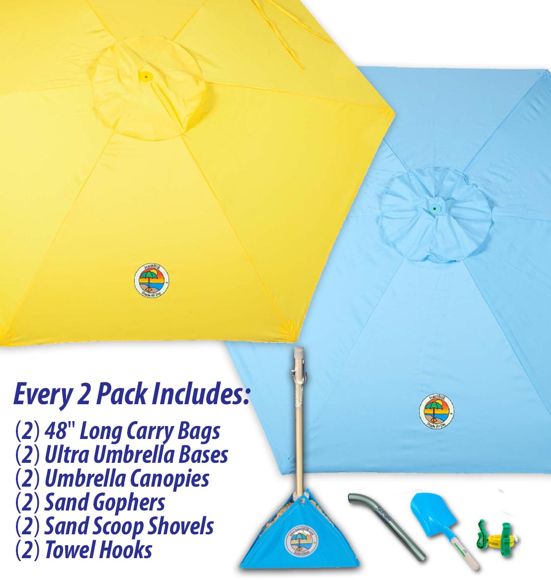 beachBUB® All-In-One Beach Umbrella System (2 Pack)