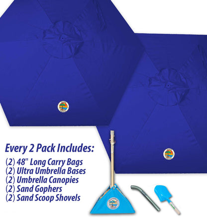 2-PACK beachBUB® ClearWater Complete Beach Umbrella System