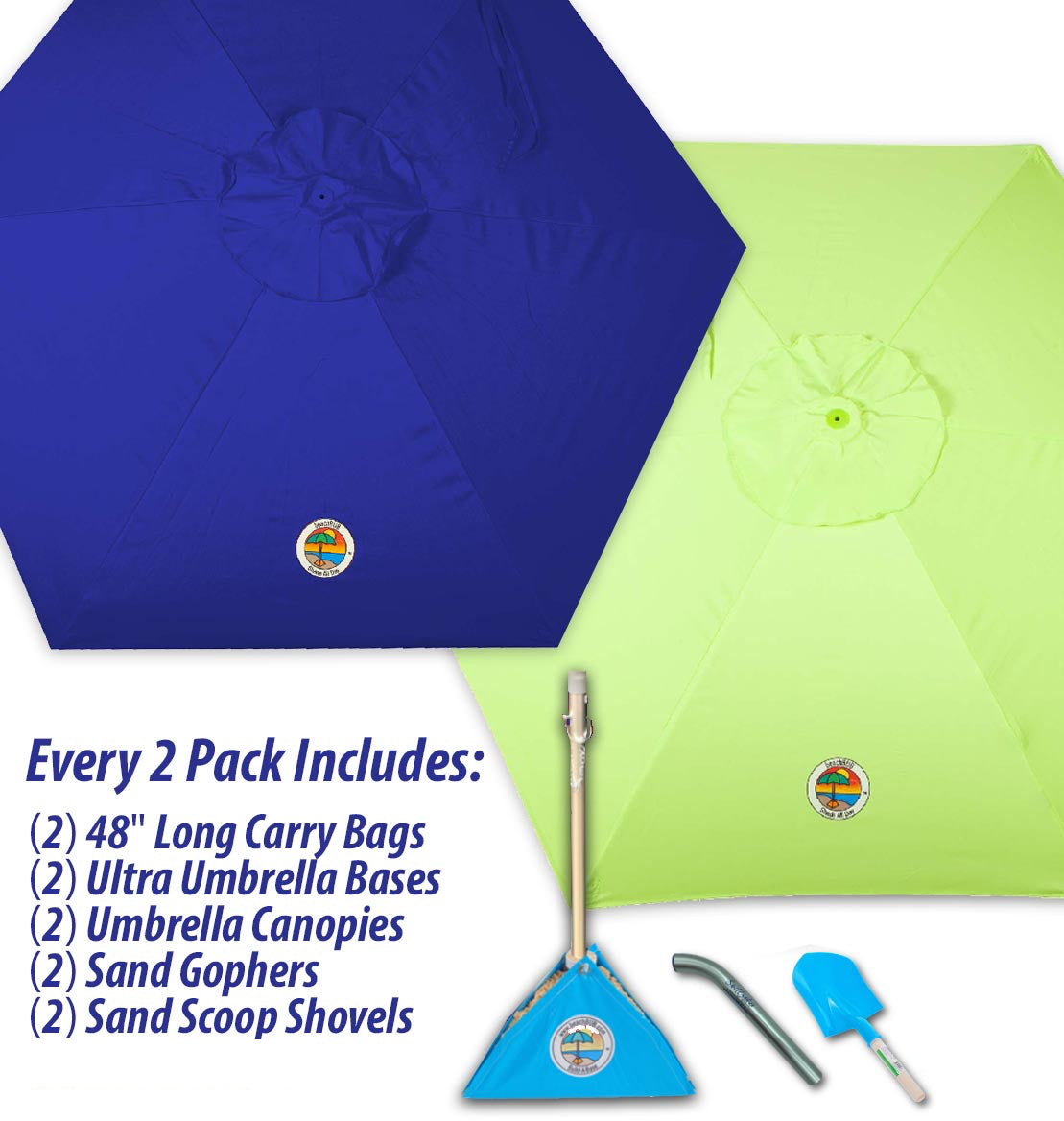 2-PACK beachBUB® ClearWater Complete Beach Umbrella System