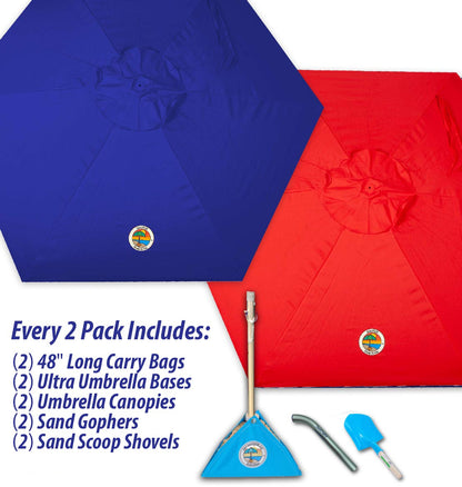 2-PACK beachBUB® ClearWater Complete Beach Umbrella System