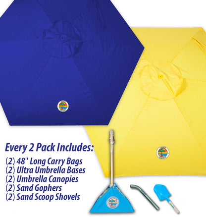 2-PACK beachBUB® ClearWater Complete Beach Umbrella System