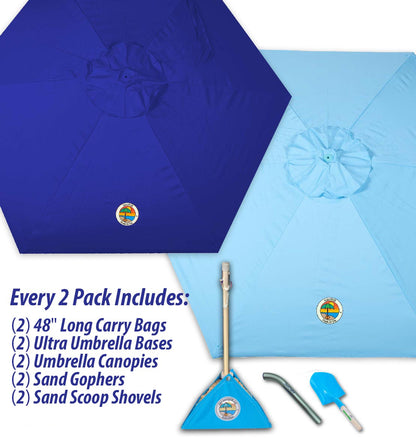 2-PACK beachBUB® ClearWater Complete Beach Umbrella System