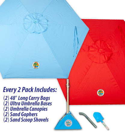 2-PACK beachBUB® ClearWater Complete Beach Umbrella System