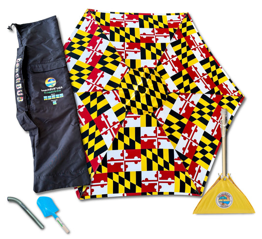 beachBUB® Complete Beach Umbrella System - Maryland Flag Version (Limited Supply)