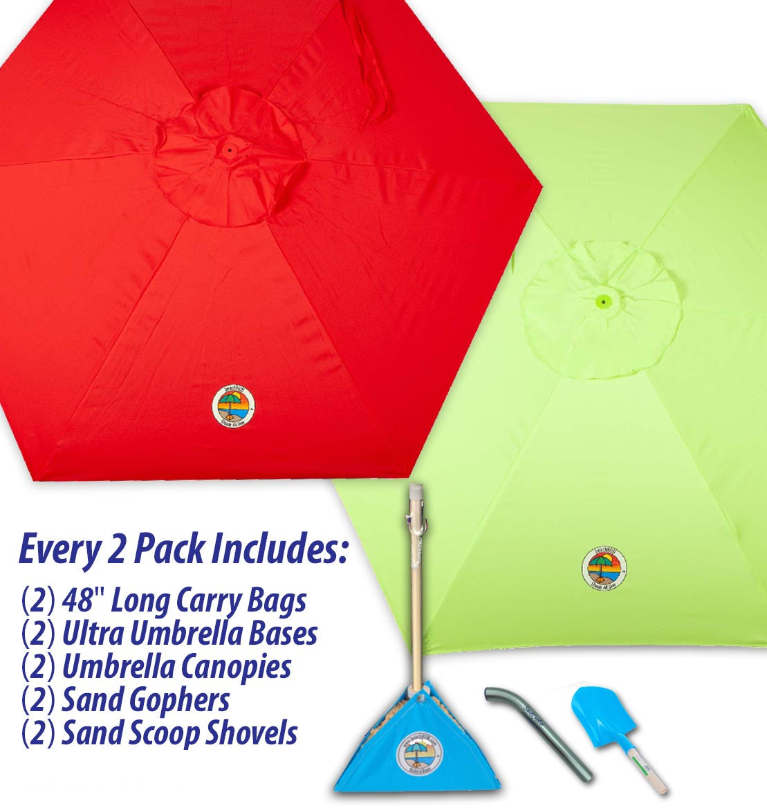 2-PACK beachBUB® ClearWater Complete Beach Umbrella System
