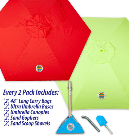 2-PACK beachBUB® ClearWater Complete Beach Umbrella System