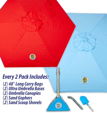 2-PACK beachBUB® ClearWater Complete Beach Umbrella System