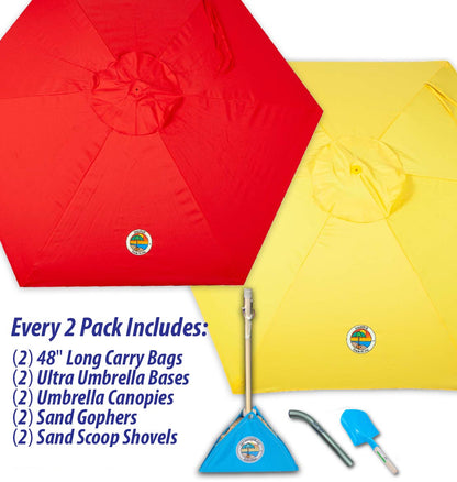 2-PACK beachBUB® ClearWater Complete Beach Umbrella System