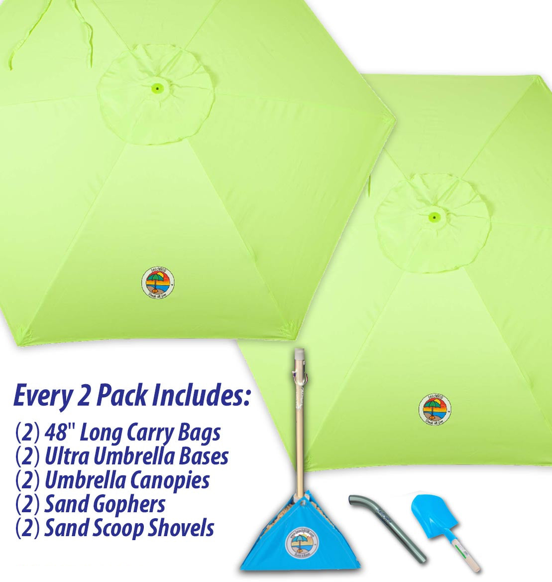 2-PACK beachBUB® ClearWater Complete Beach Umbrella System
