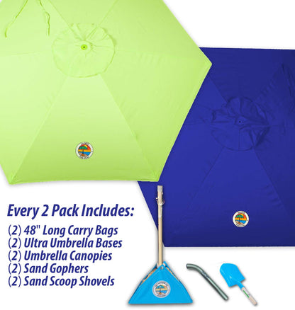 2-PACK beachBUB® ClearWater Complete Beach Umbrella System