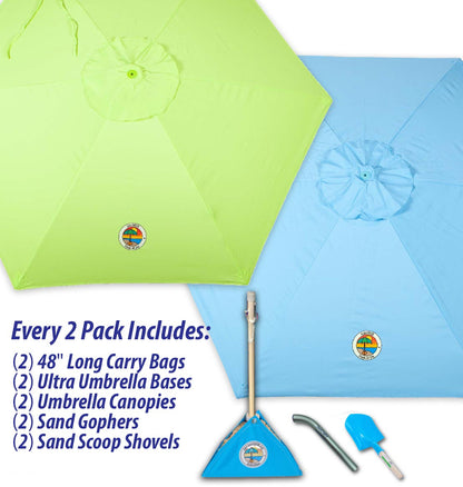 2-PACK beachBUB® ClearWater Complete Beach Umbrella System