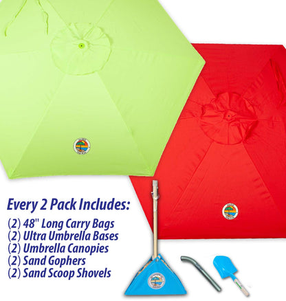 2-PACK beachBUB® ClearWater Complete Beach Umbrella System