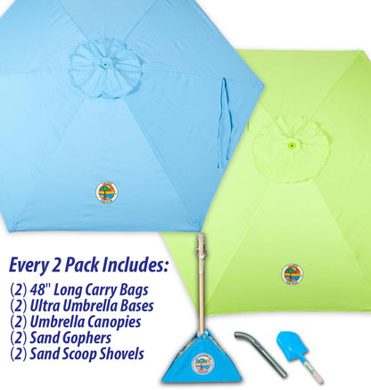 2-PACK beachBUB® ClearWater Complete Beach Umbrella System