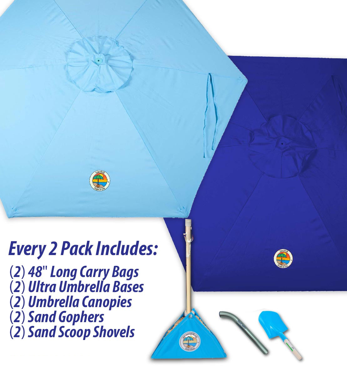 2-PACK beachBUB® ClearWater Complete Beach Umbrella System
