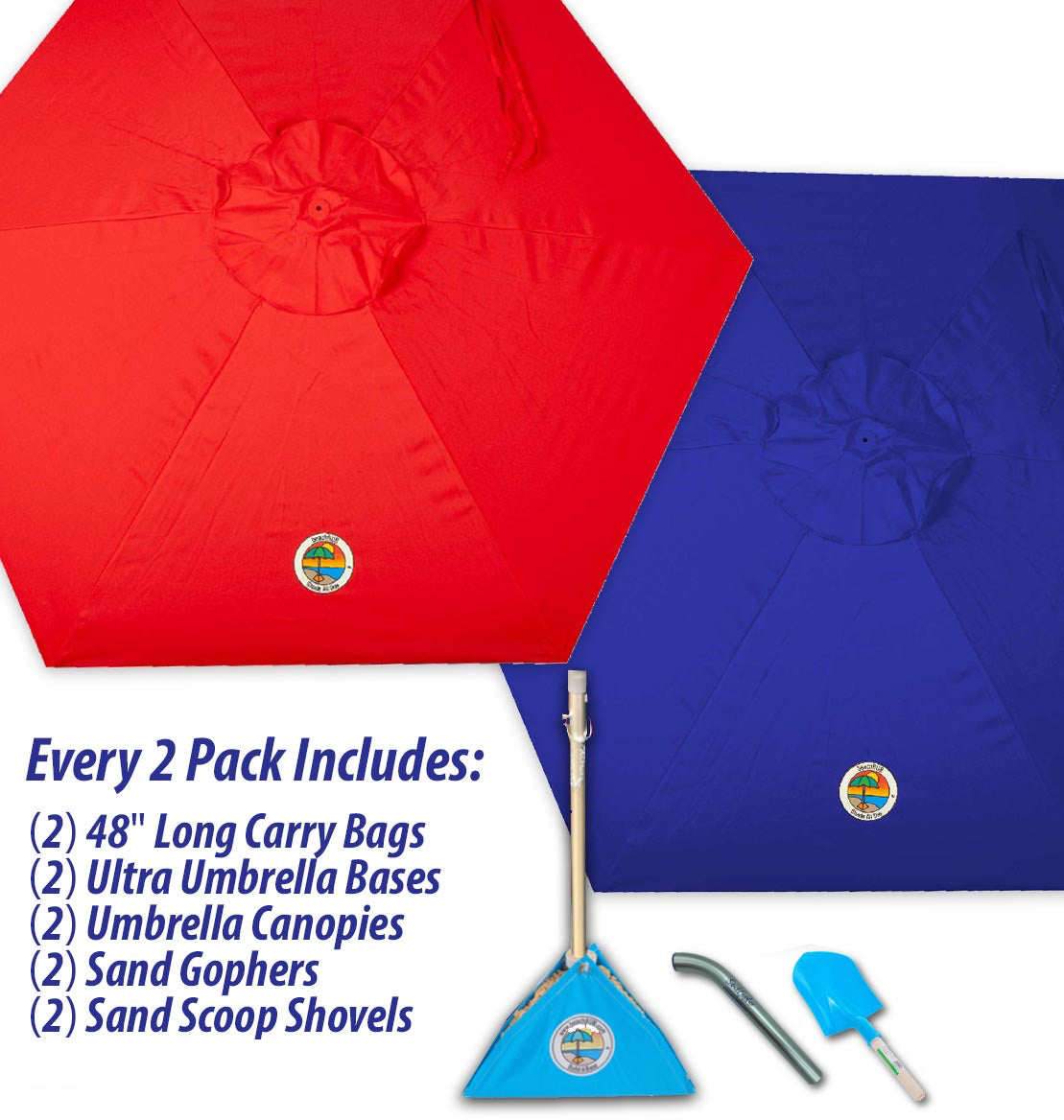 2-PACK beachBUB® ClearWater Complete Beach Umbrella System