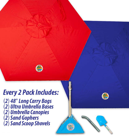 2-PACK beachBUB® ClearWater Complete Beach Umbrella System
