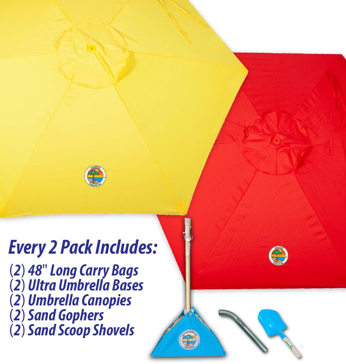2-PACK beachBUB® ClearWater Complete Beach Umbrella System