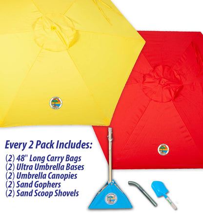 2-PACK beachBUB® ClearWater Complete Beach Umbrella System