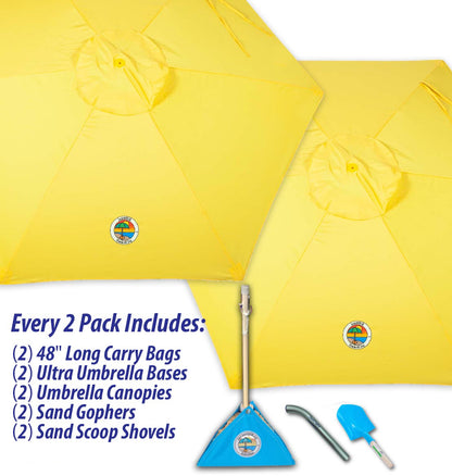 2-PACK beachBUB® ClearWater Complete Beach Umbrella System