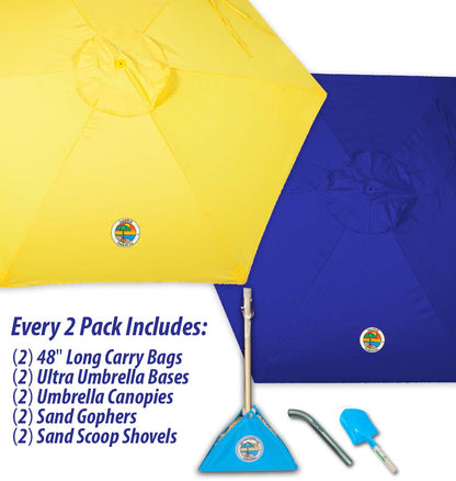 2-PACK beachBUB® ClearWater Complete Beach Umbrella System