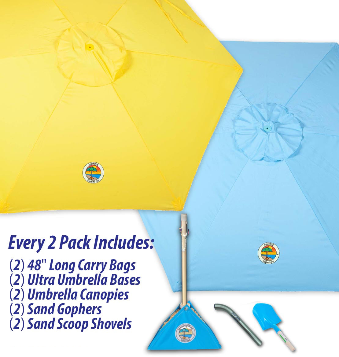 2-PACK beachBUB® ClearWater Complete Beach Umbrella System