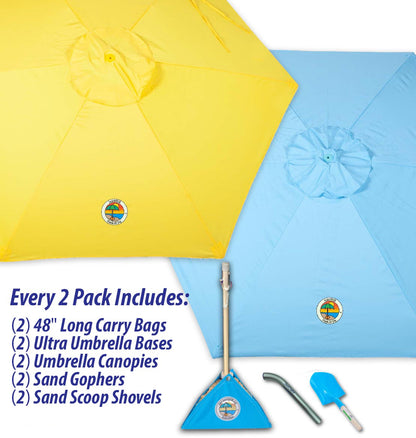 2-PACK beachBUB® ClearWater Complete Beach Umbrella System