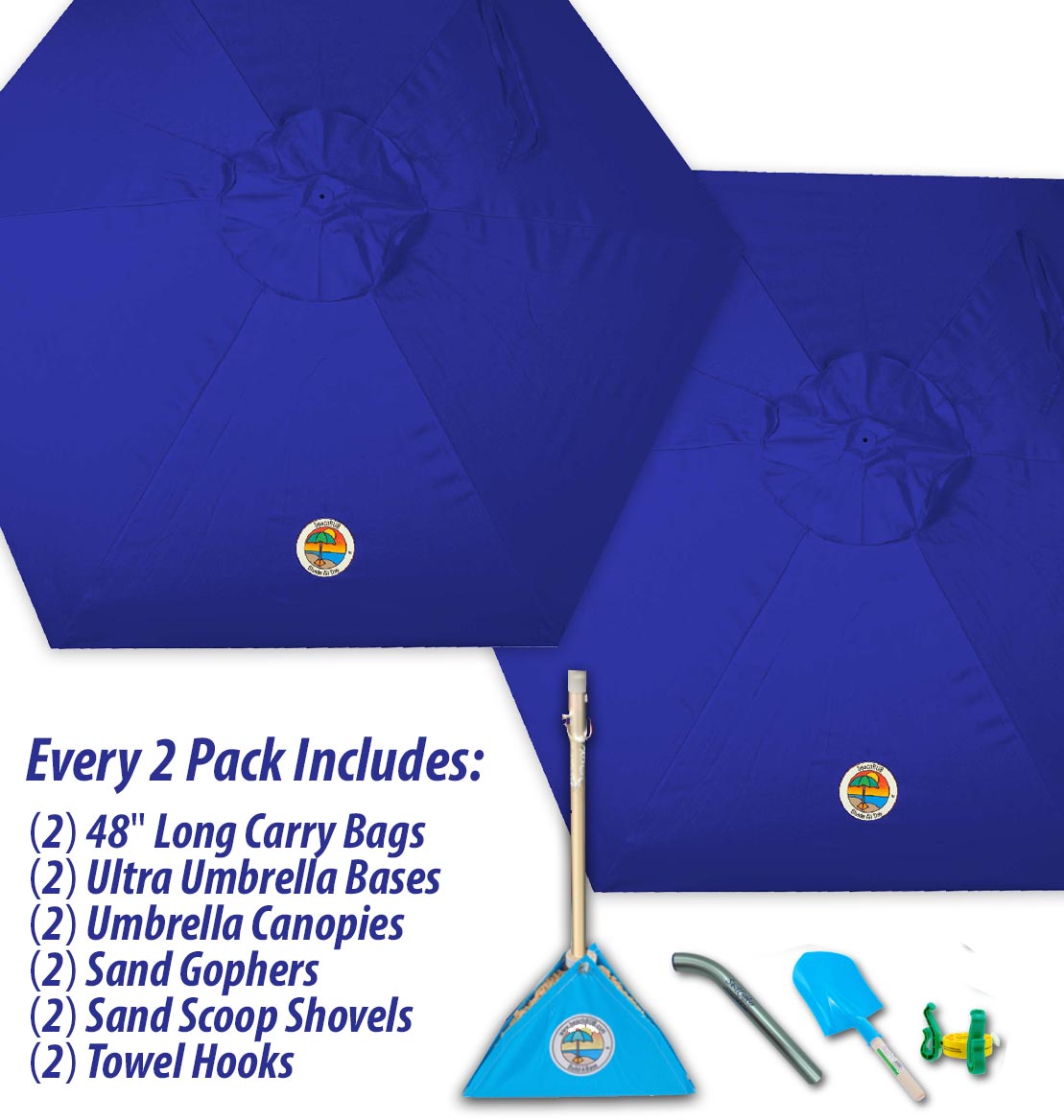 2-PACK beachBUB® ClearWater Complete Beach Umbrella System